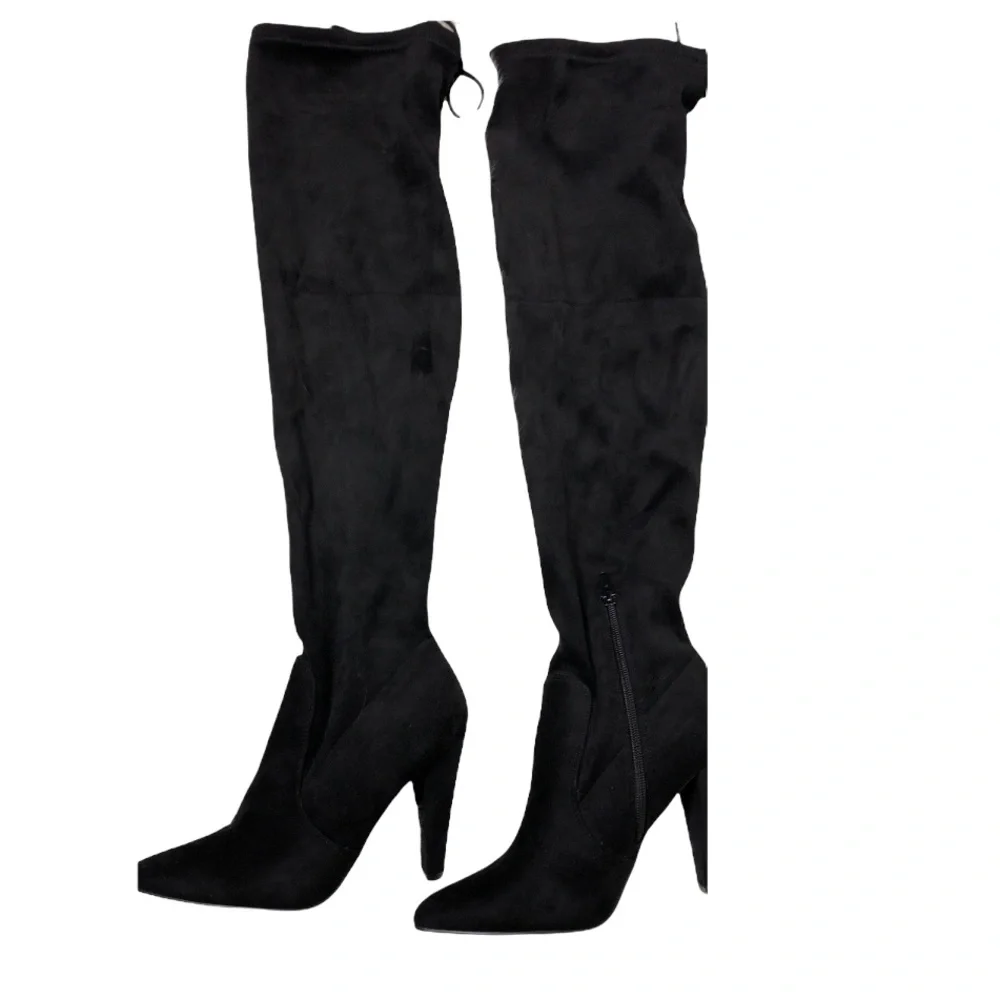 FRENCH CONNECTION vegan suede over the knee boot in black Sz 8